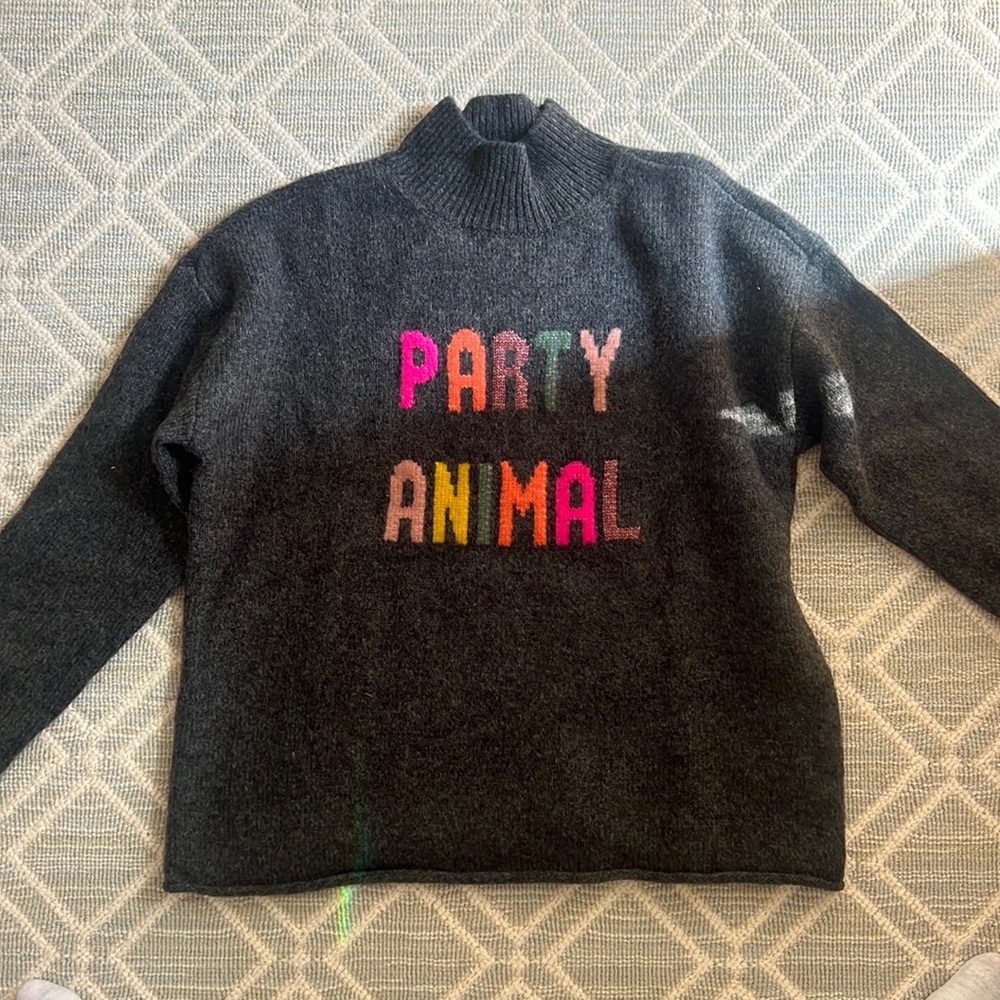 Party Animal dark grey/ black sweater! Never worn